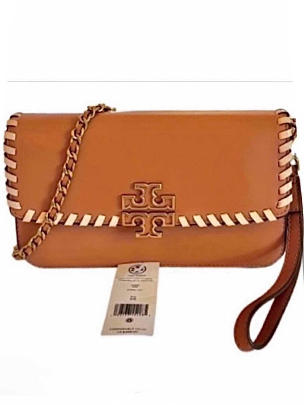 🆕 Burch Britten Leather Crossbody/ Chain Wallet with Whipstitch.